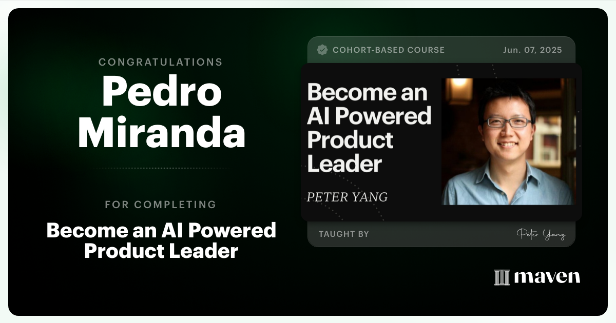 Certificate of Completion for Become an AI Powered Product Leader