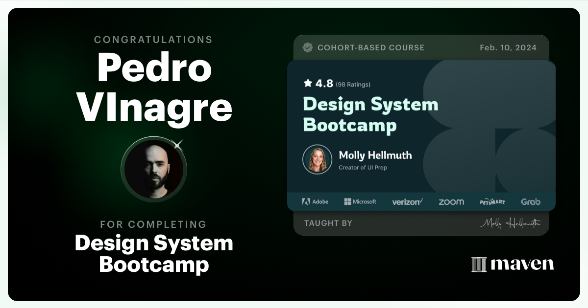 Certificate of Completion for Design System Bootcamp