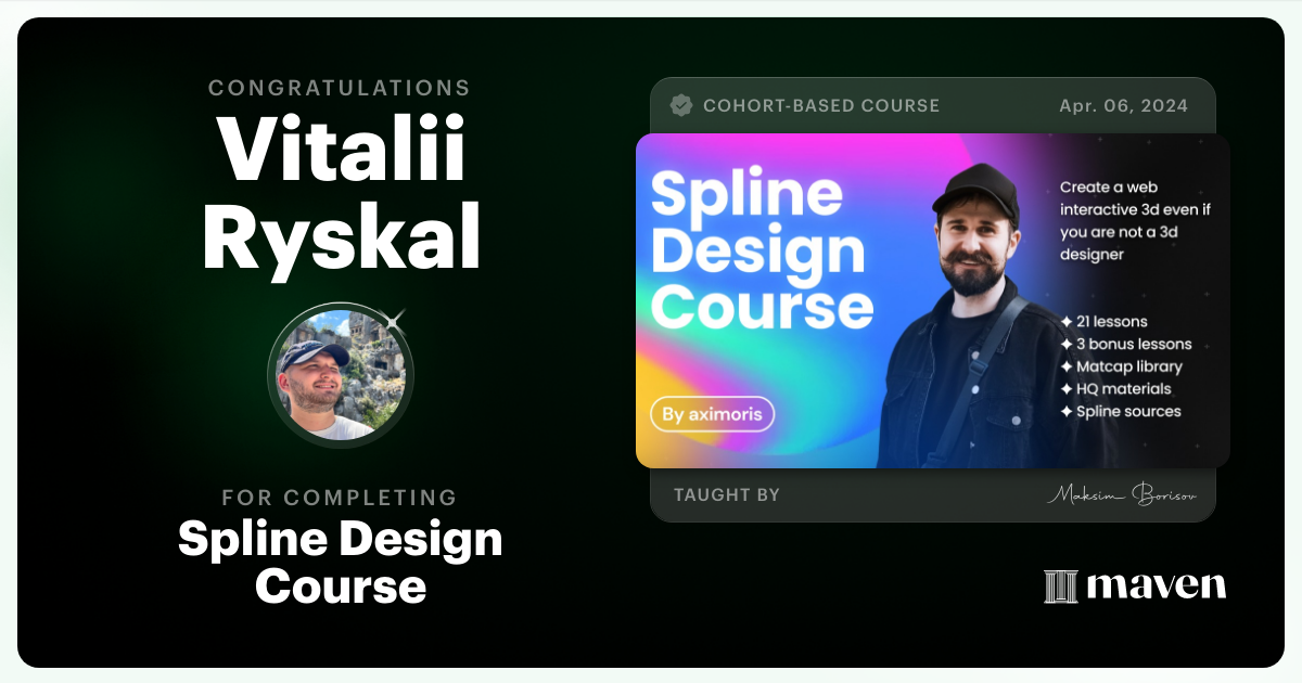 Certificate of Completion for Spline Design Course