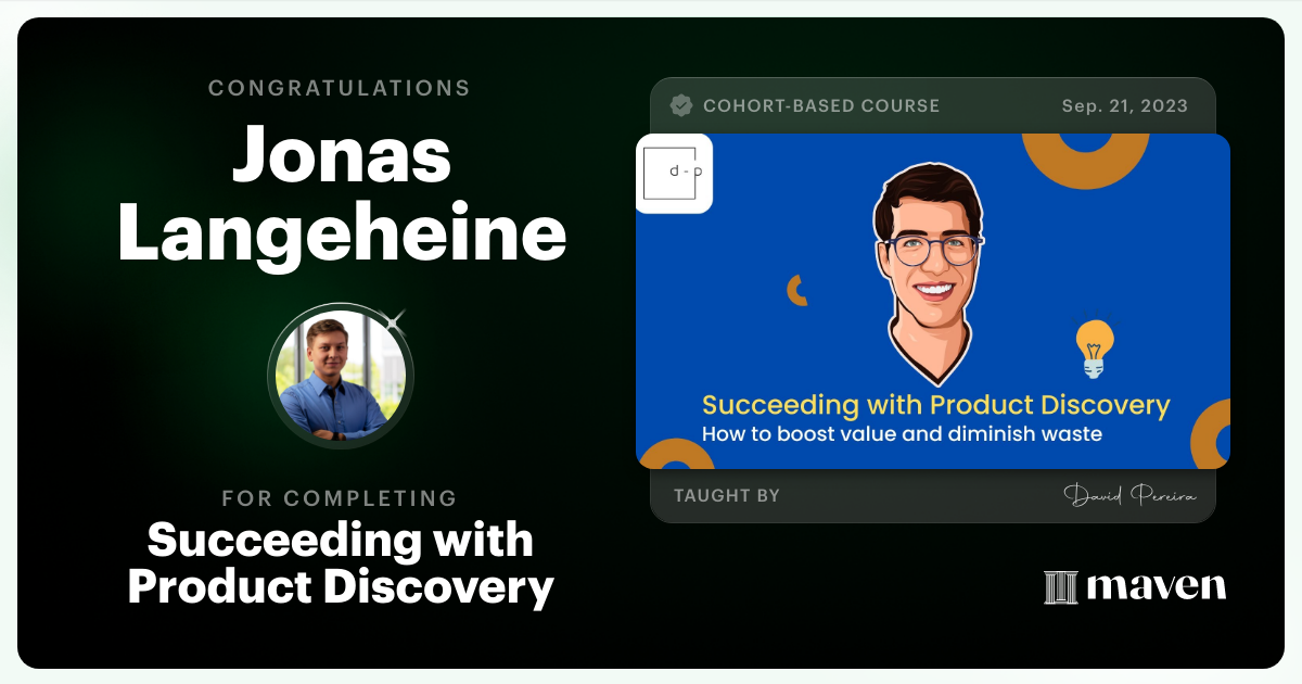 Certificate of Completion for Mastering Product Discovery