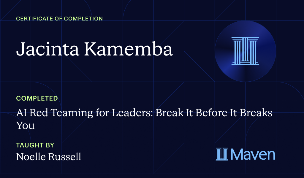 Certificate for AI Red Teaming for Leaders: Break It Before It Breaks You