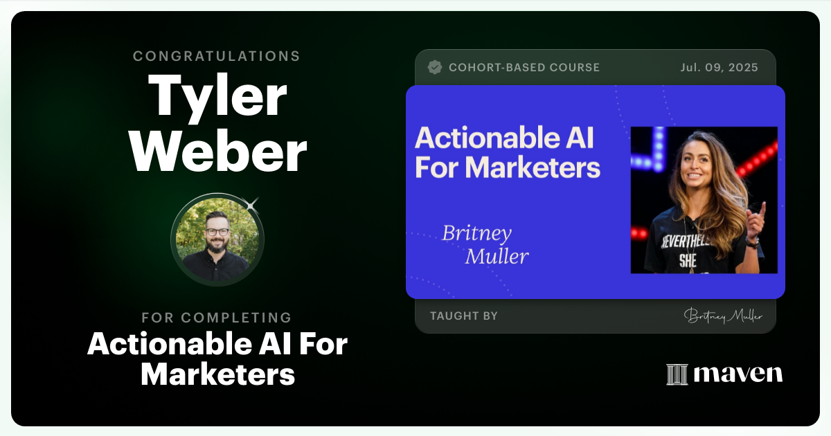 Certificate of Completion for Actionable AI For Marketers