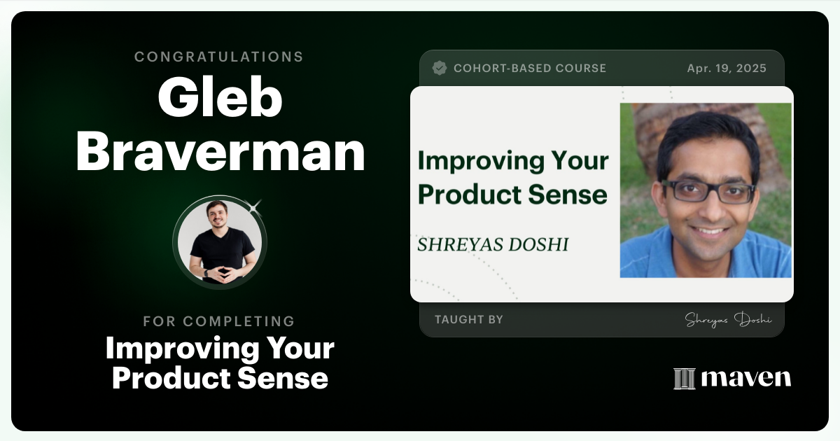 Certificate of Completion for World-class Product Sense in Practice