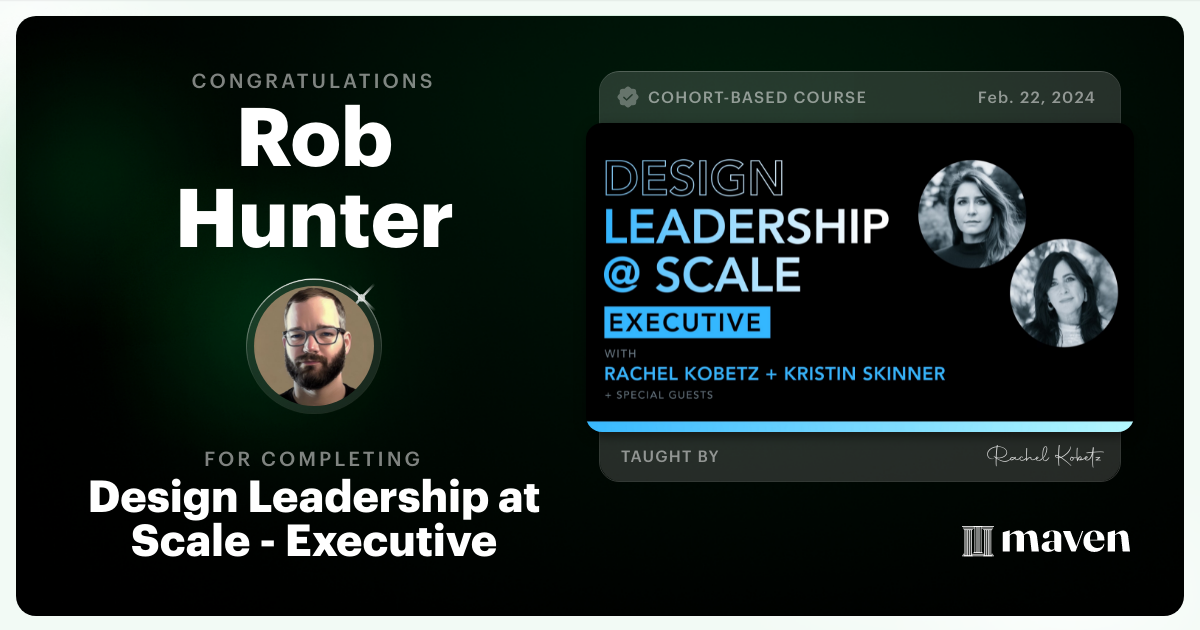 Certificate of Completion for Design Leadership at Scale: Executive