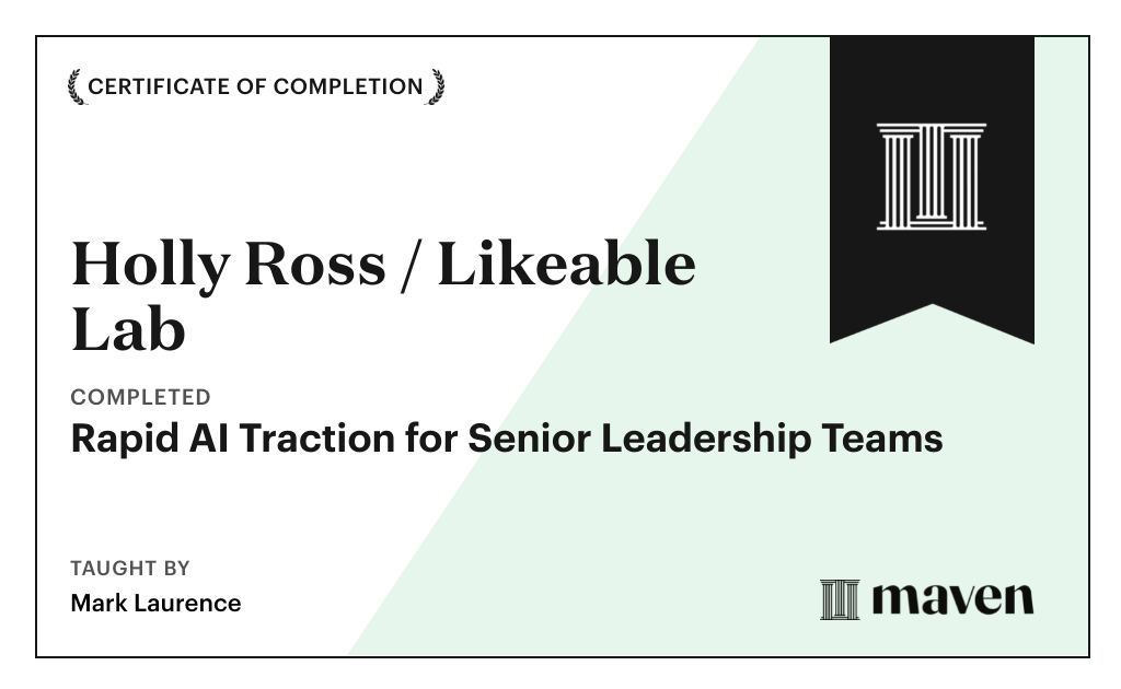 Certificate for Rapid AI Traction for Senior Leadership Teams