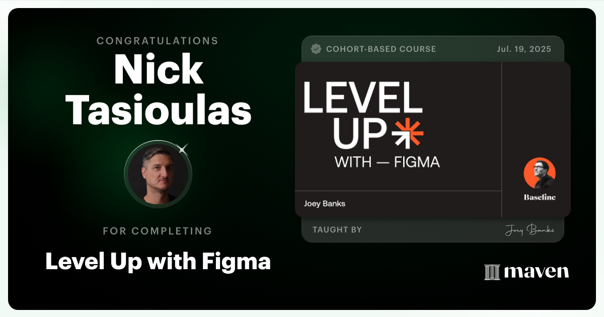 Certificate of Completion for Level Up with Figma