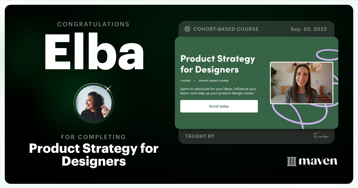 Certificate of Completion for Product Strategy for Designers