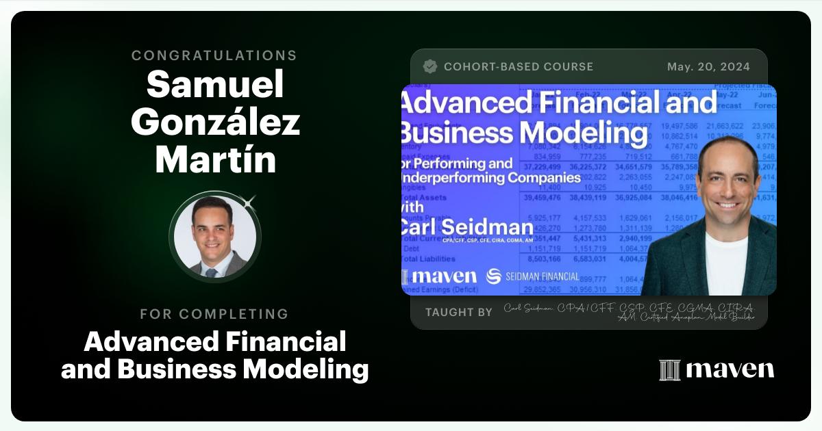 Certificate of Completion for Advanced Financial and Business Modeling for Growth, Turnaround, and Recovery