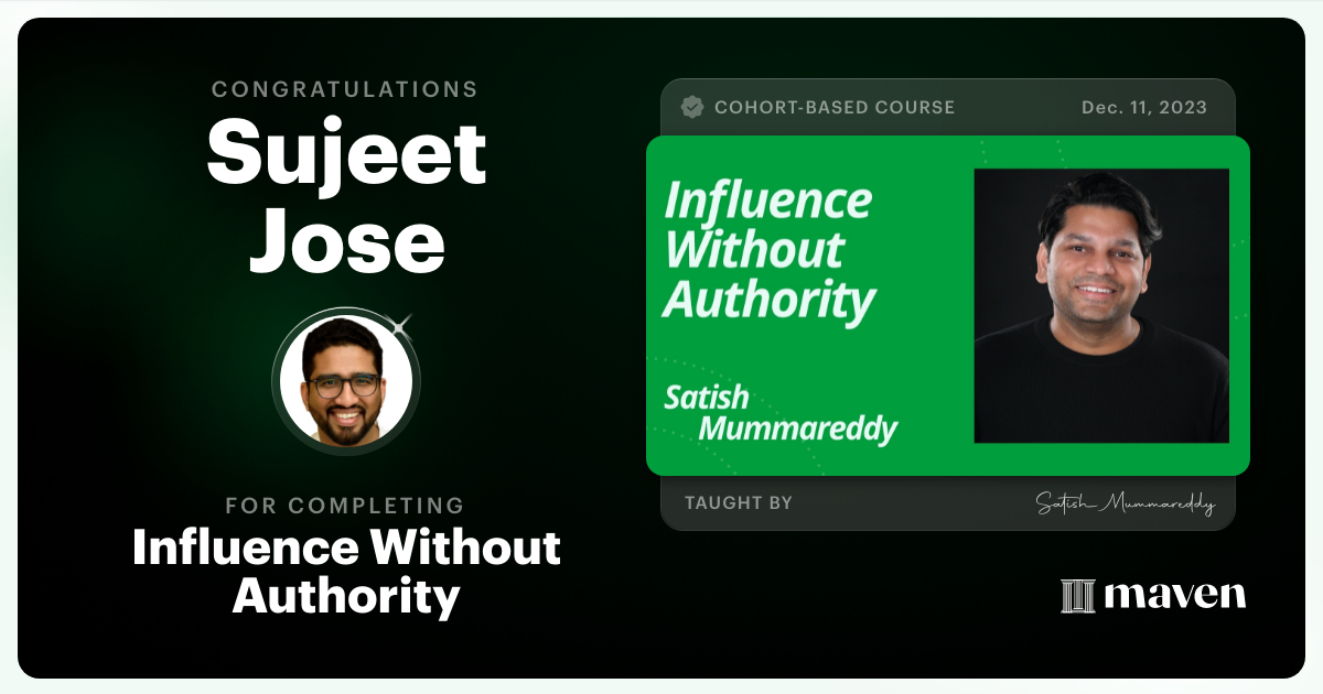 Certificate of Completion for Influence Without Authority