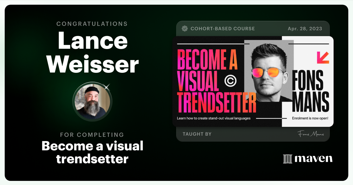 Certificate of Completion for Become a Visual Trendsetter