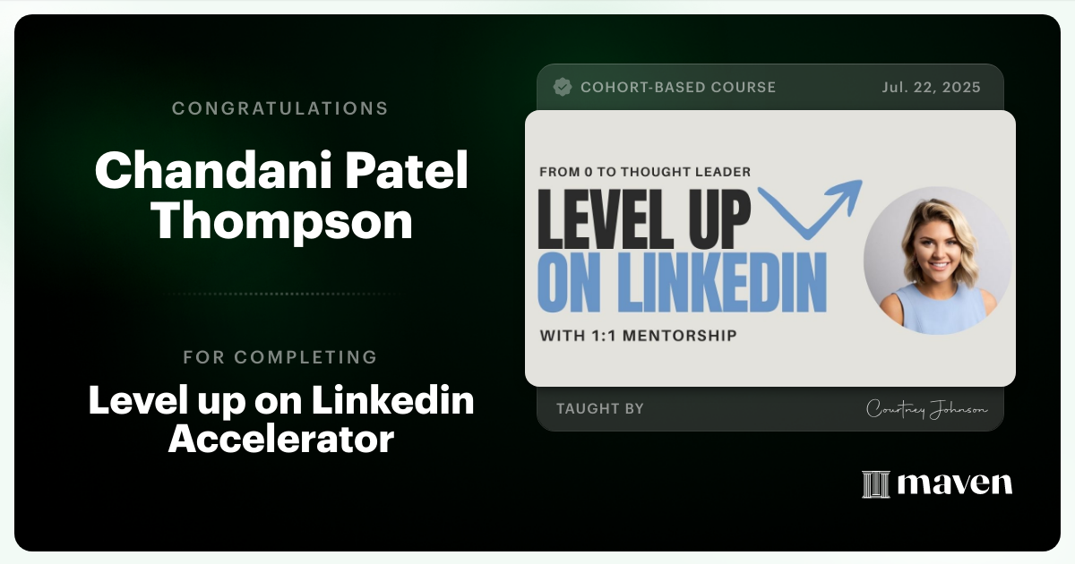 Certificate of Completion for Level up on Linkedin Accelerator