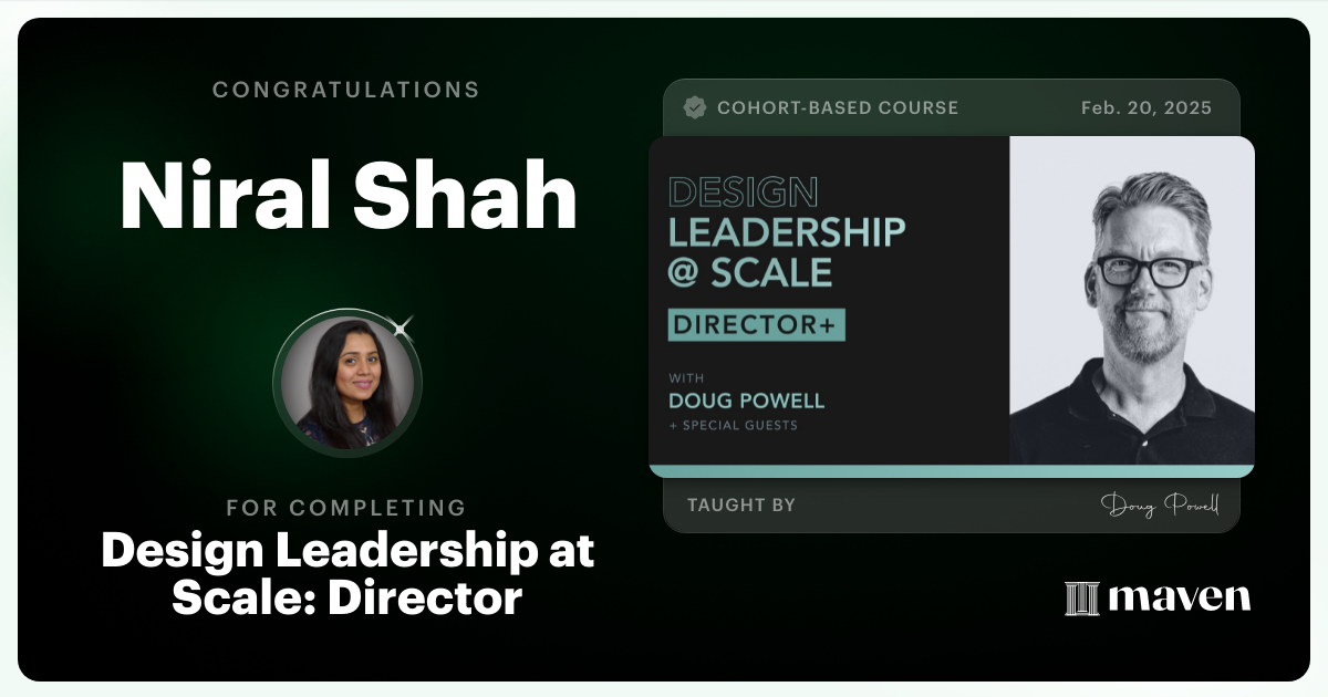 Certificate of Completion for Design Leadership at Scale: Director