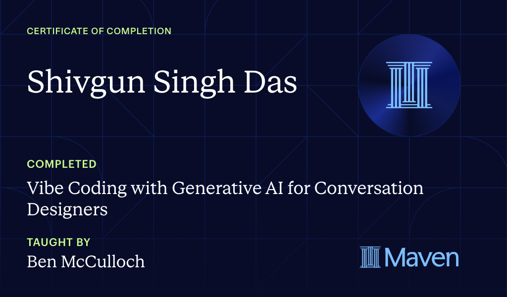 Certificate for Designing AI with Vibe Code