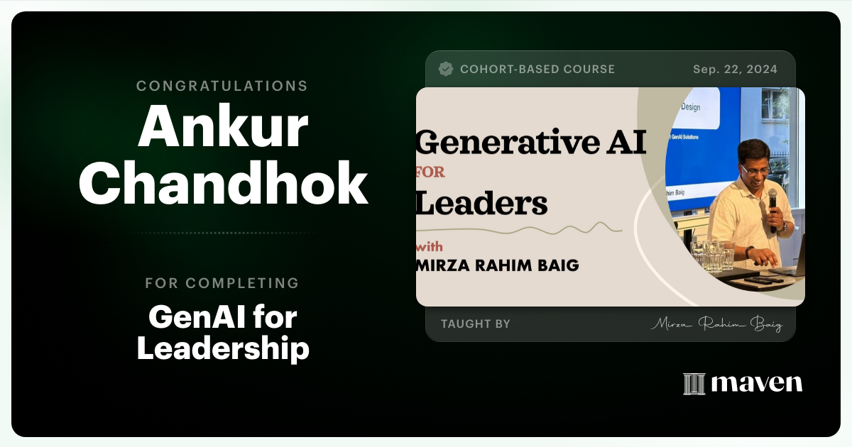Certificate of Completion for AI for Builder Leaders