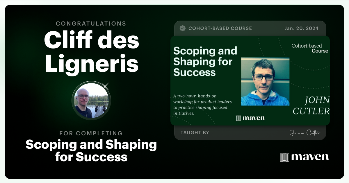 Certificate of Completion for Scoping and Shaping for Success