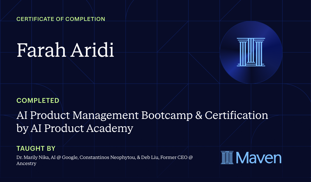 Certificate for AI Product Management Bootcamp & Certification by AI Product Academy