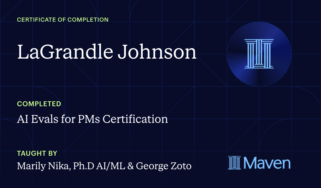 Certificate for AI Evals for PMs Certification