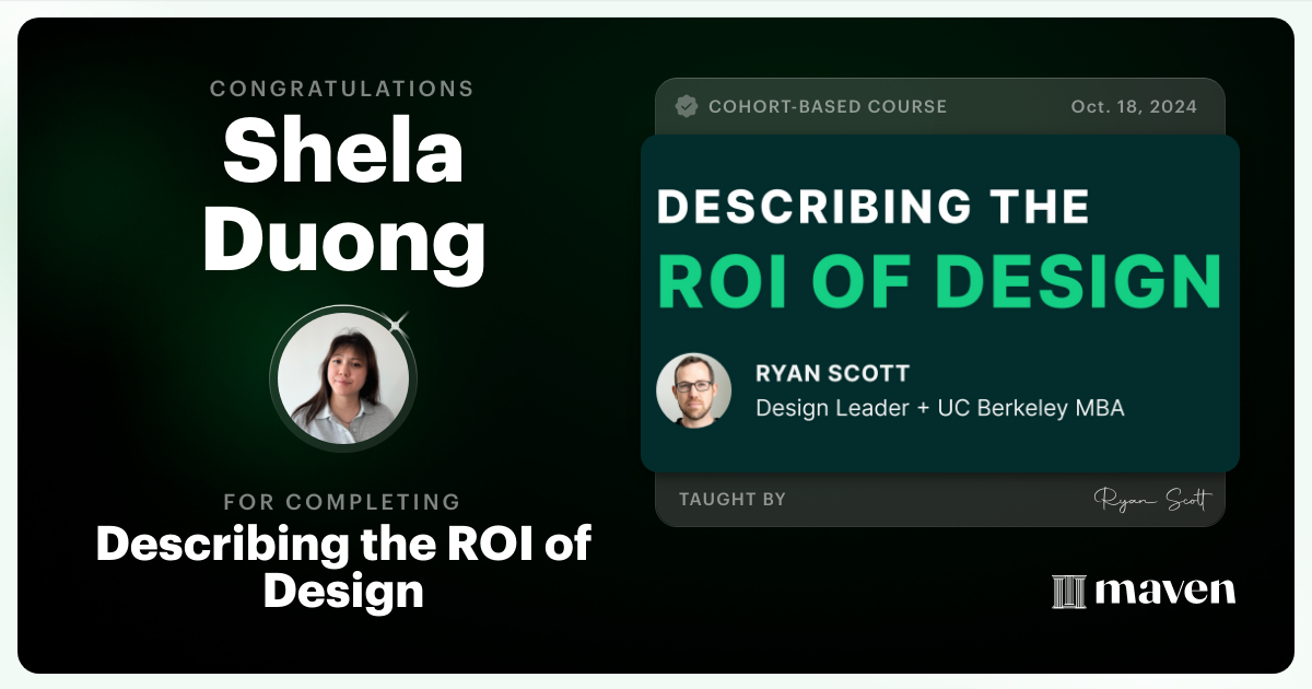 Certificate of Completion for Describing the ROI of Design