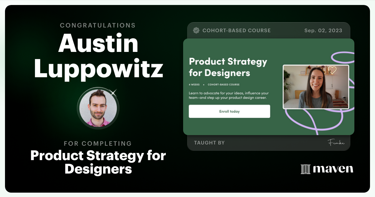 Certificate of Completion for Product Strategy for Designers