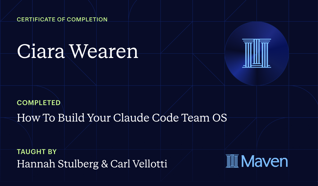 Certificate for How To Build Your Claude Code Team OS