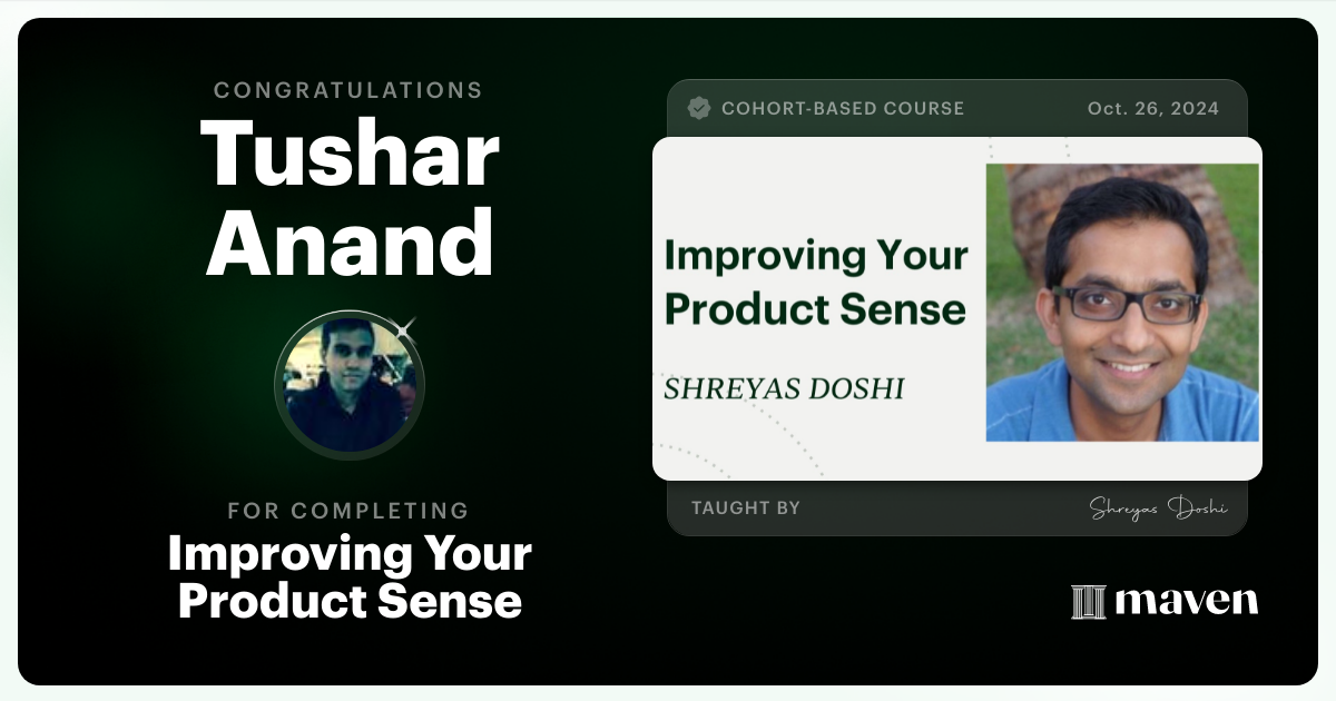 Certificate of Completion for World-class Product Sense in Practice