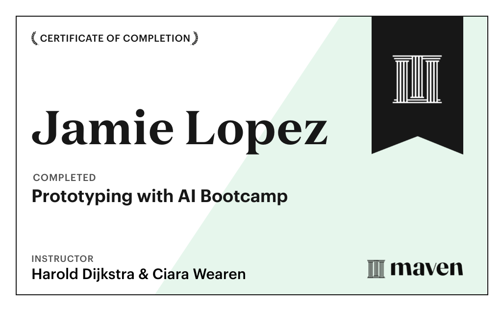 Certificate for Vibe Coding Bootcamp