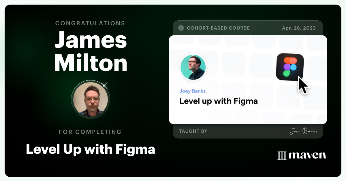 Certificate of Completion for Level Up with Figma
