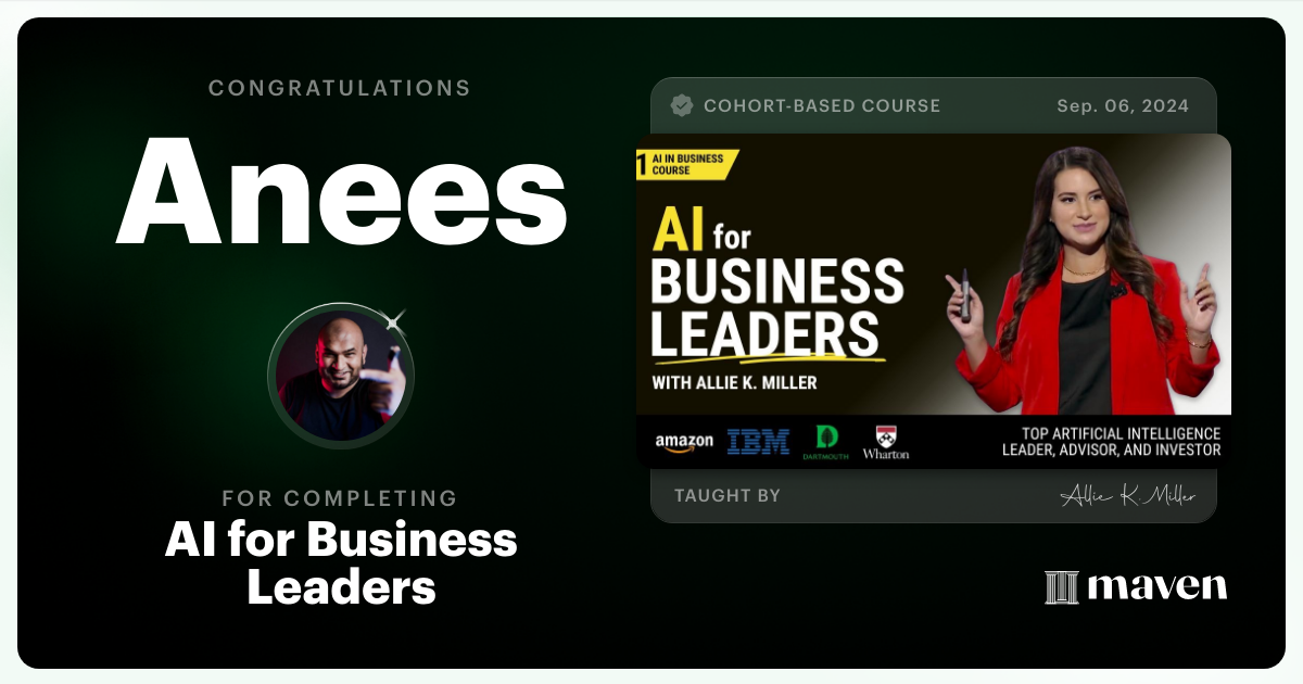 Certificate of Completion for AI for Business Leaders
