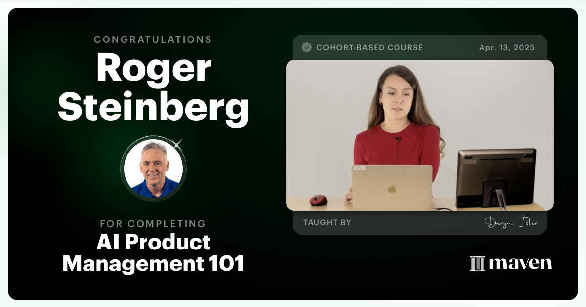 Certificate of Completion for AI Product Management Certification