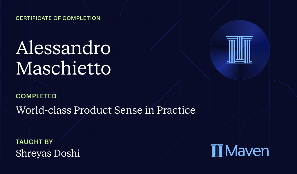 Certificate for World-class Product Sense in Practice