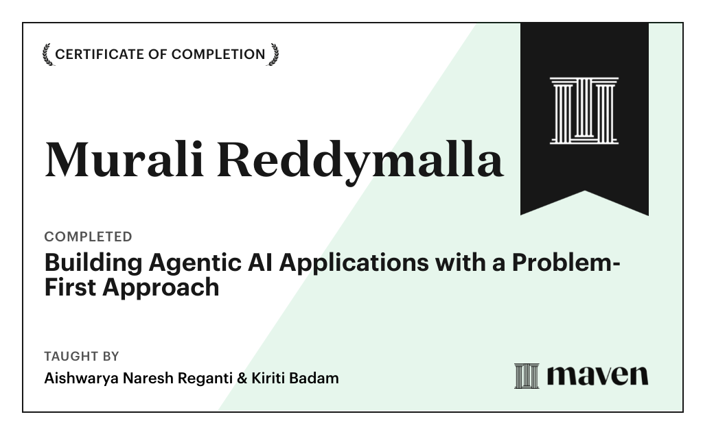 Certificate for Building Agentic AI Applications with a Problem-First Approach