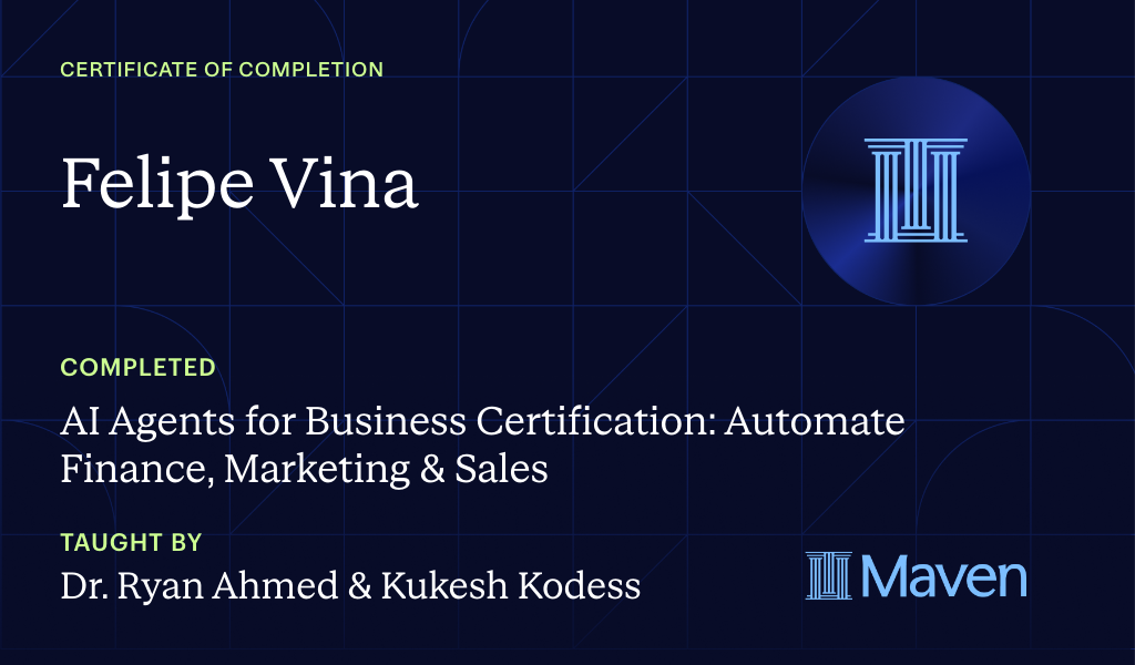 Certificate for AI Agents for Business Certification: Automate Finance, Marketing & Sales