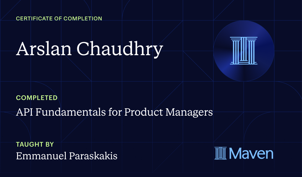 Certificate for API Fundamentals for Product Managers