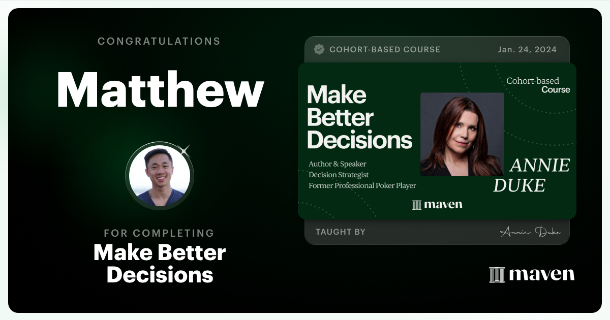 Certificate of Completion for Make Better Decisions