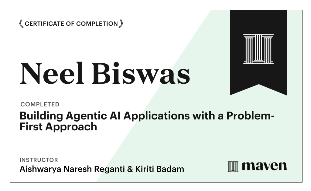 Certificate for Building Agentic AI Applications with a Problem-First Approach
