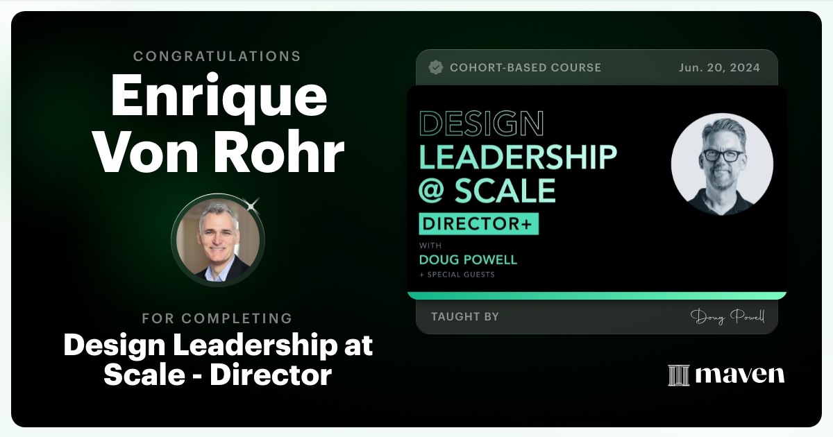 Certificate of Completion for Design Leadership at Scale: Director