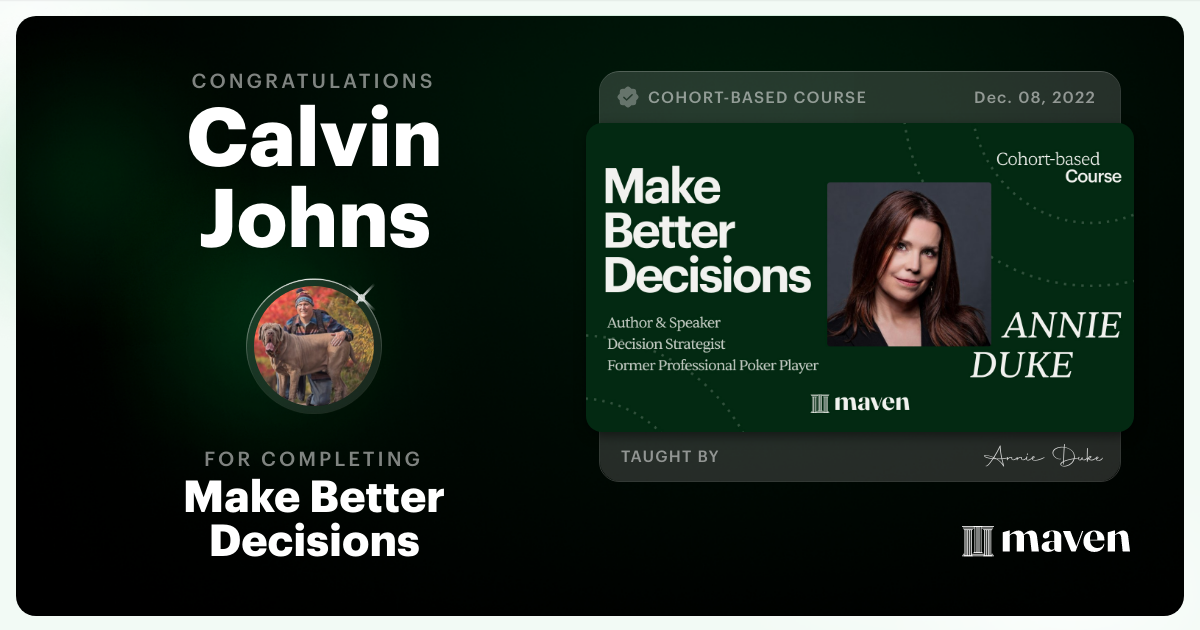 Certificate of Completion for Make Better Decisions