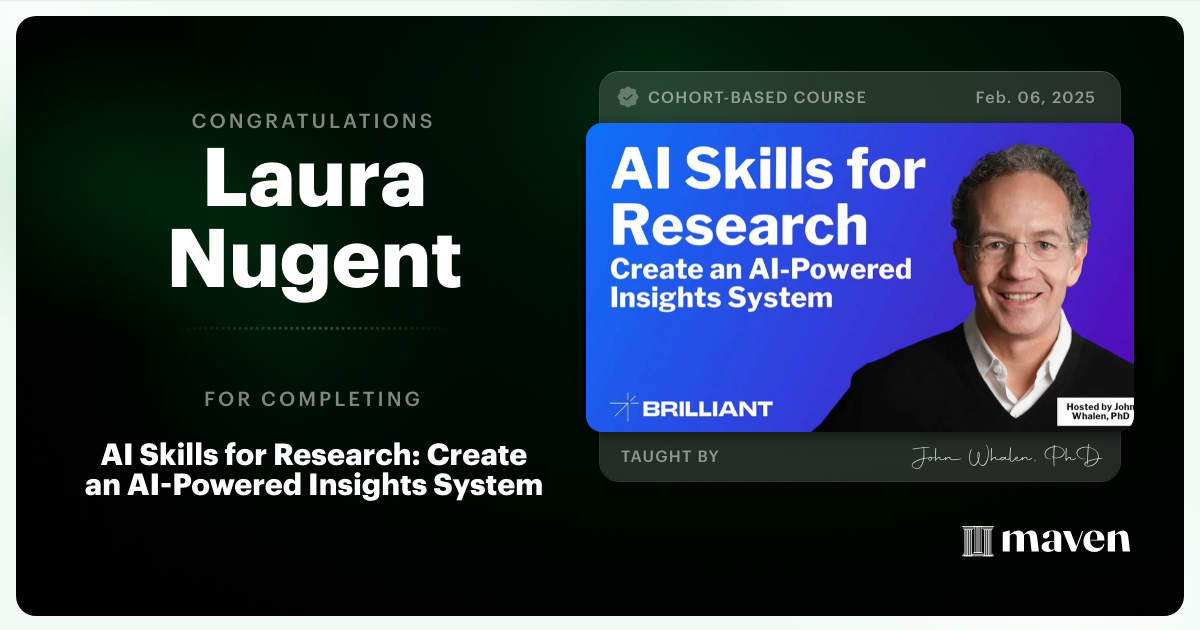 Certificate of Completion for AI for Customer Research: Future-Proof Your UX & Product Skills
