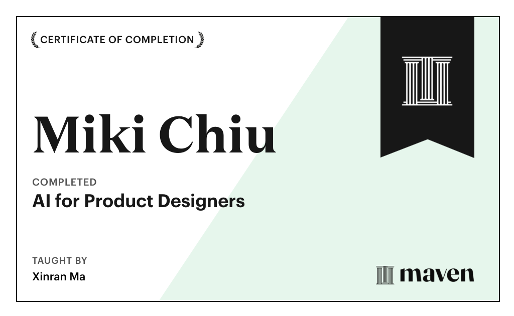 Certificate for AI for Product Designers