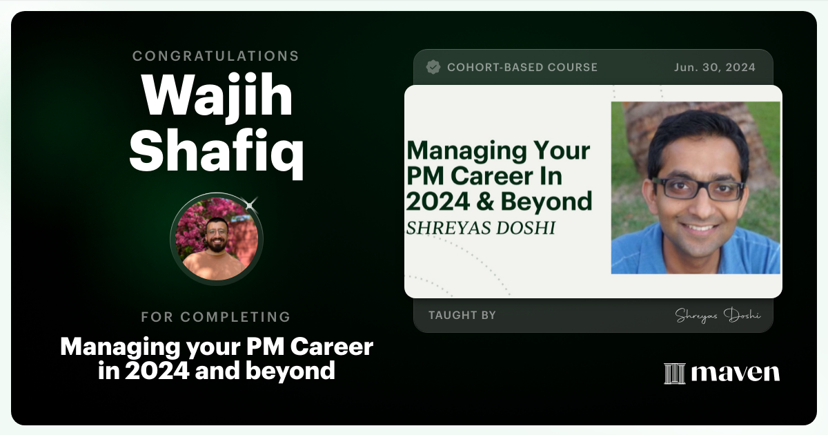 Certificate of Completion for Managing your PM Career in 2025 and beyond