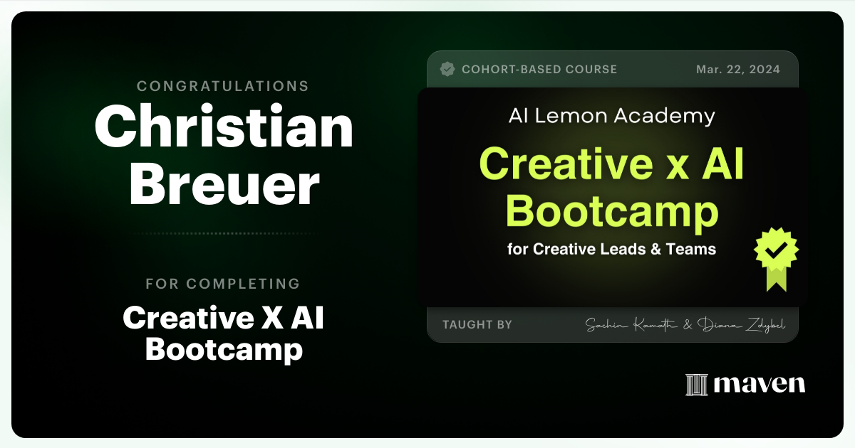 Certificate of Completion for AI x Creative Accelerator