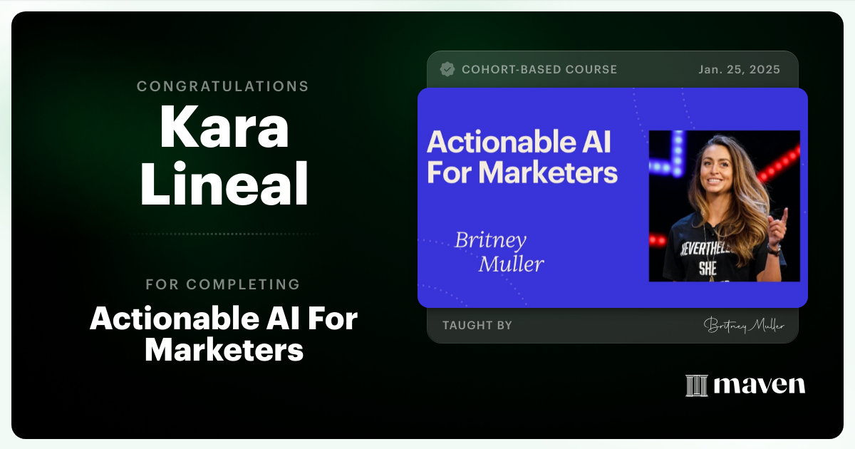 Certificate of Completion for Actionable AI For Marketers