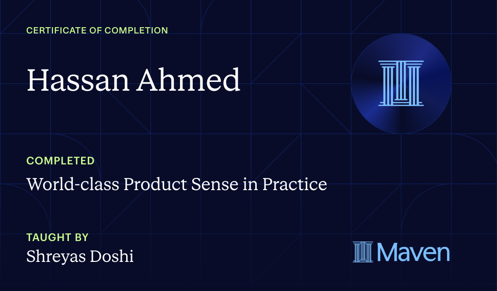 Certificate for World-class Product Sense in Practice