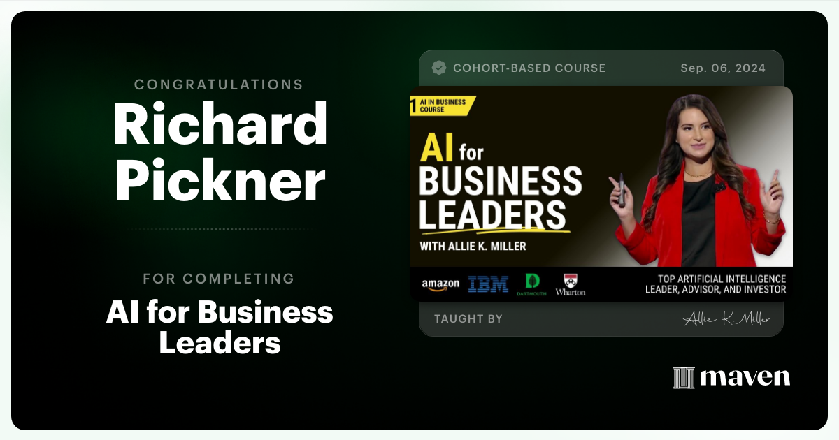 Certificate of Completion for AI for Business Leaders