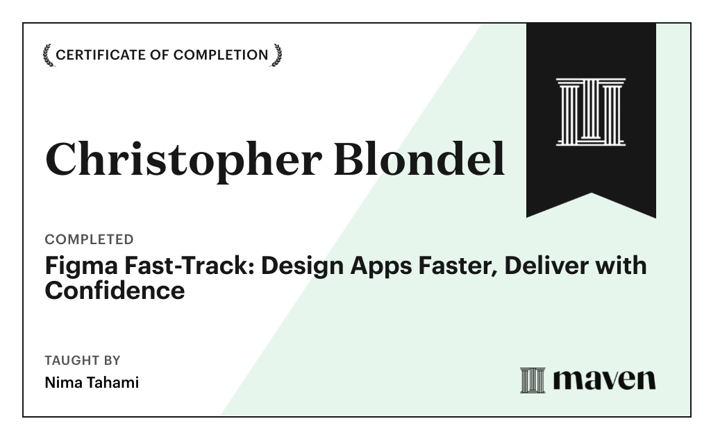 Certificate for Design Apps Faster in Figma, Deliver with Confidence