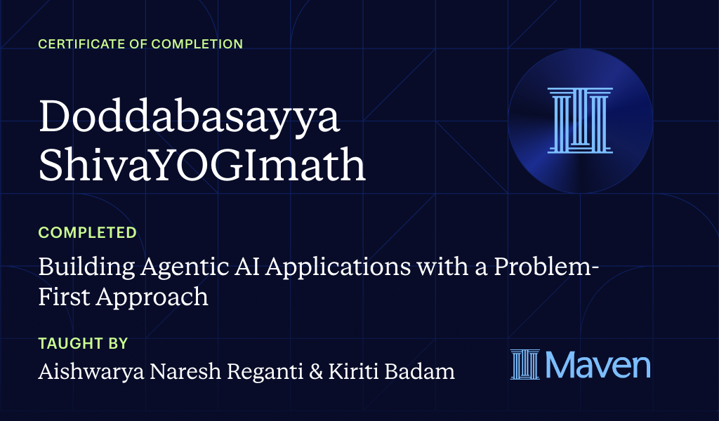 Certificate for Building Agentic AI Applications with a Problem-First Approach