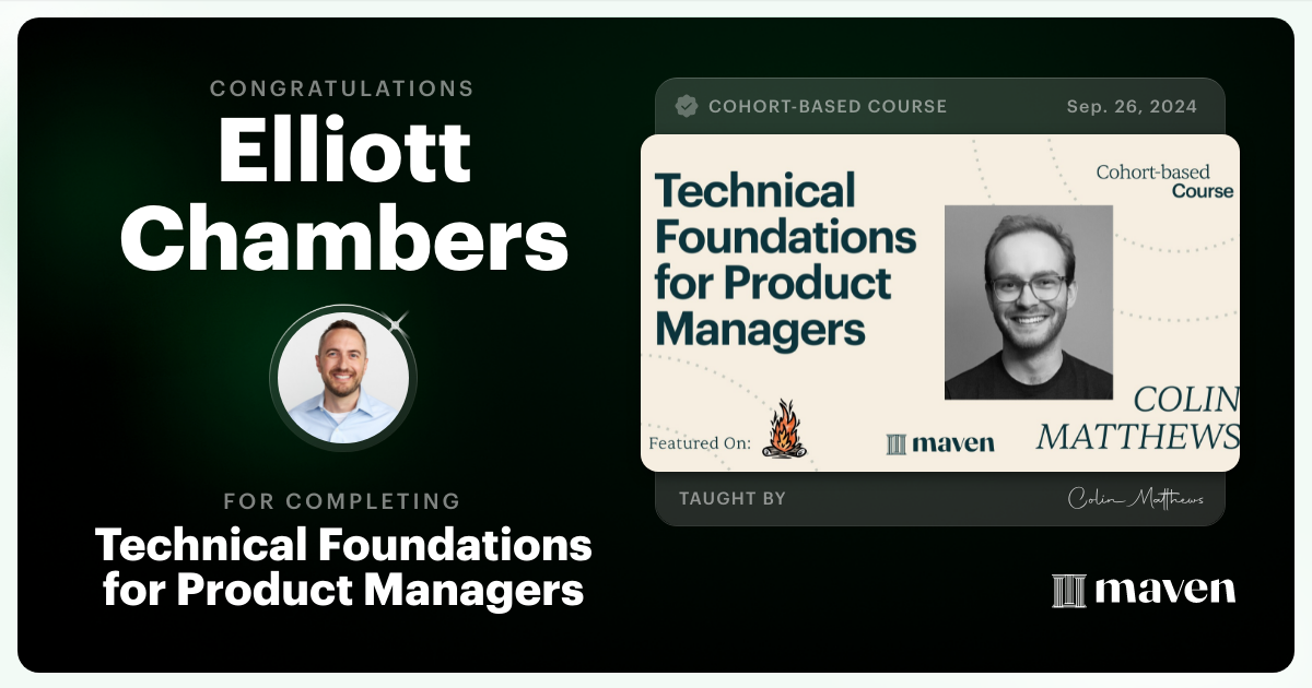 Certificate of Completion for Technical Foundations for Product Managers