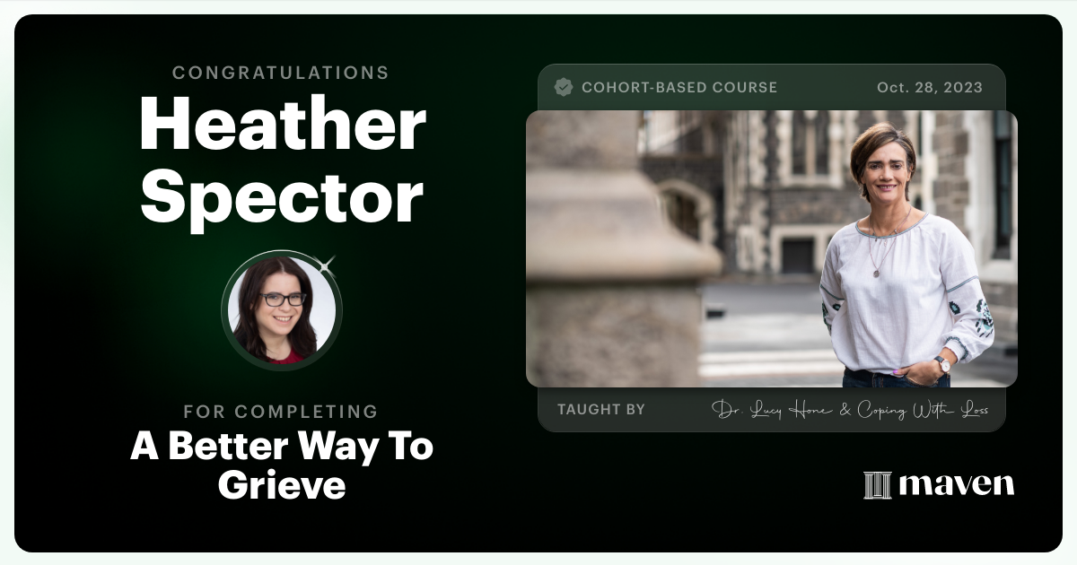 Certificate of Completion for Better Ways To Grieve