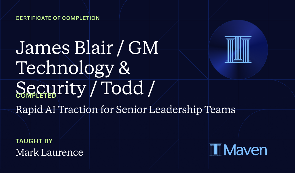 Certificate for Rapid AI Traction for Senior Leadership Teams