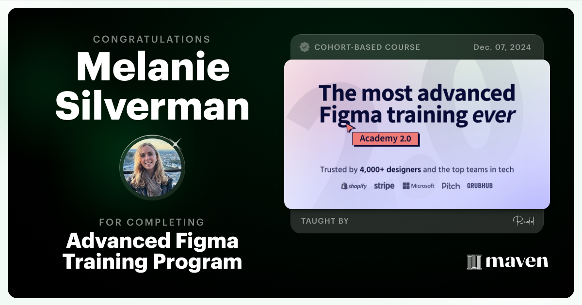Certificate of Completion for Advanced Figma Training Program